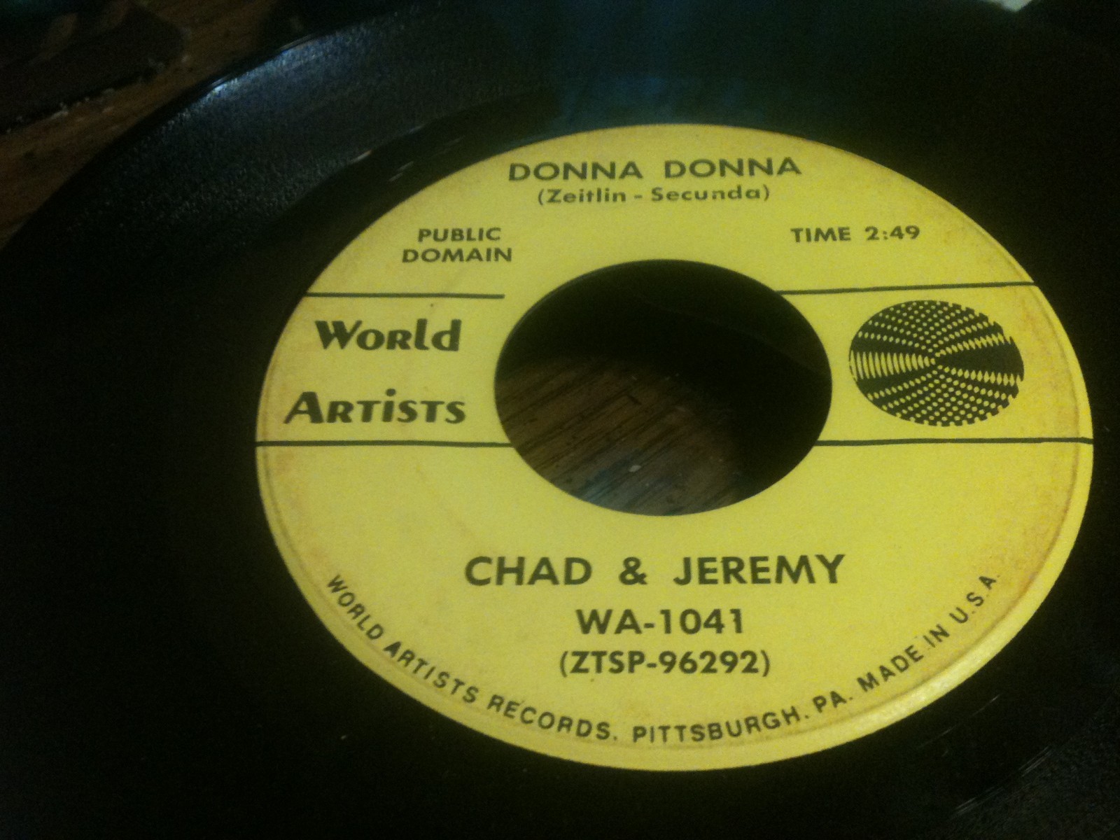 CHAD & JEREMY 45 RPM WORLD ARTISTS 1965 IF I LOVED YOU/DONNA DONNA RARE