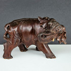 Vintage Chinese Carved Rosewood Lucky Elephant Figurine