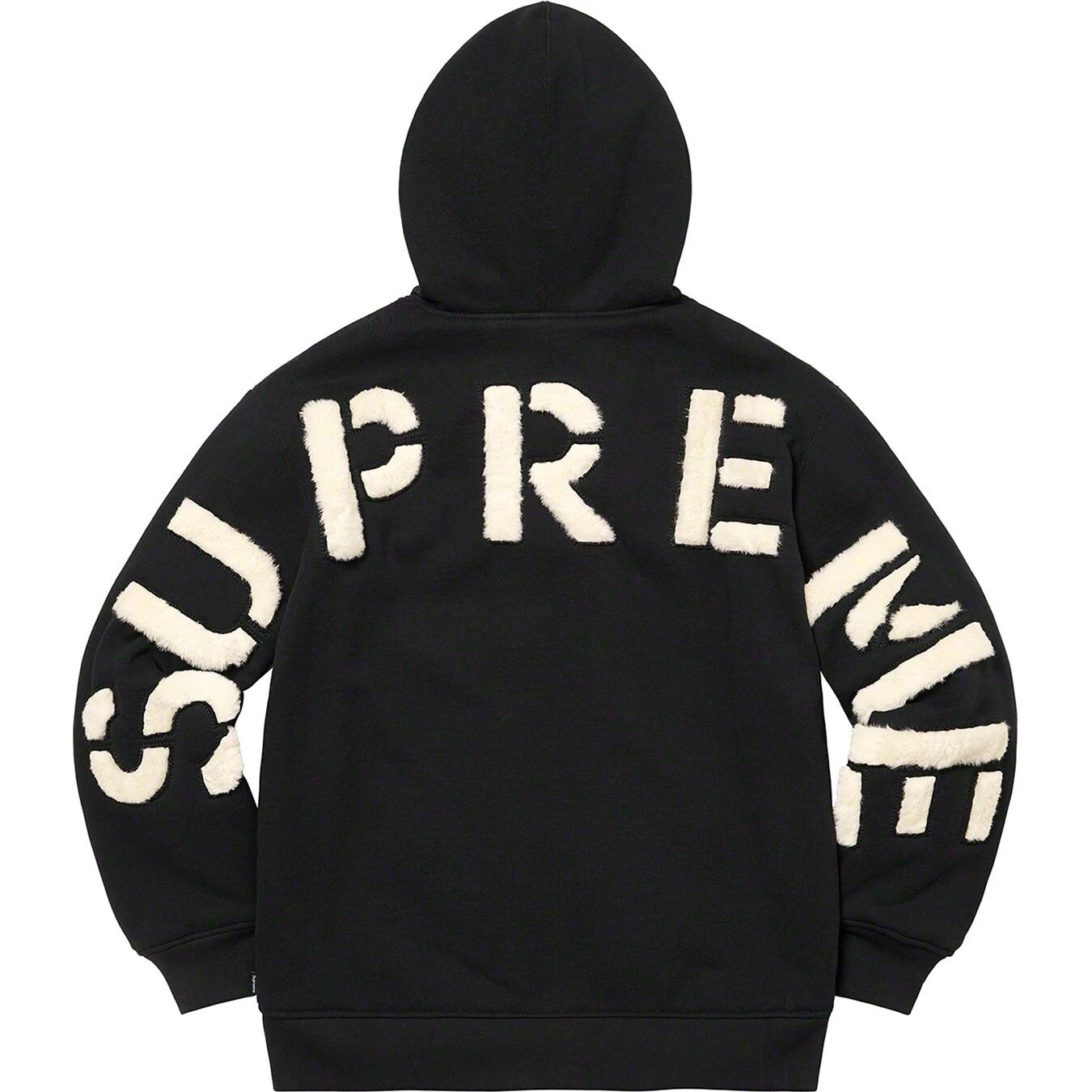 Sweat à capuche zippé doublé fausse fourrure suprême   Noir   Taille XX   Large ??