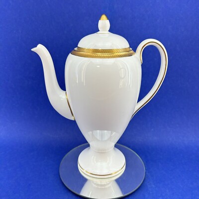 Wedgwood Senator White Gold Rim Bone China Coffee Pot England Mint Vintage