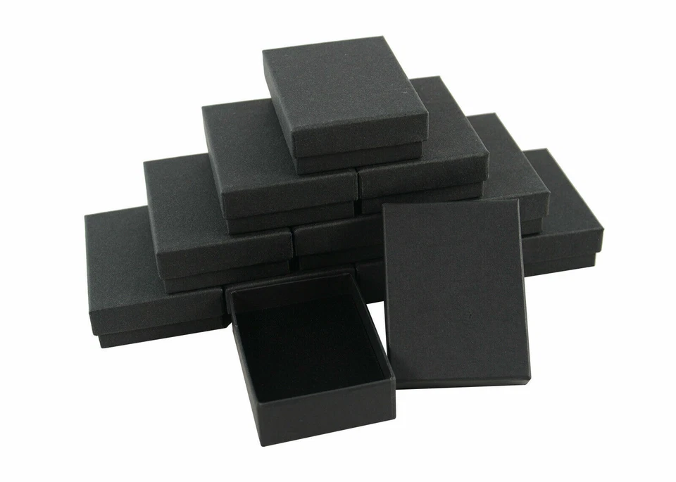 Matt Black Universal Pendant / Drop Earring Gift Box with Black Flocked Insert