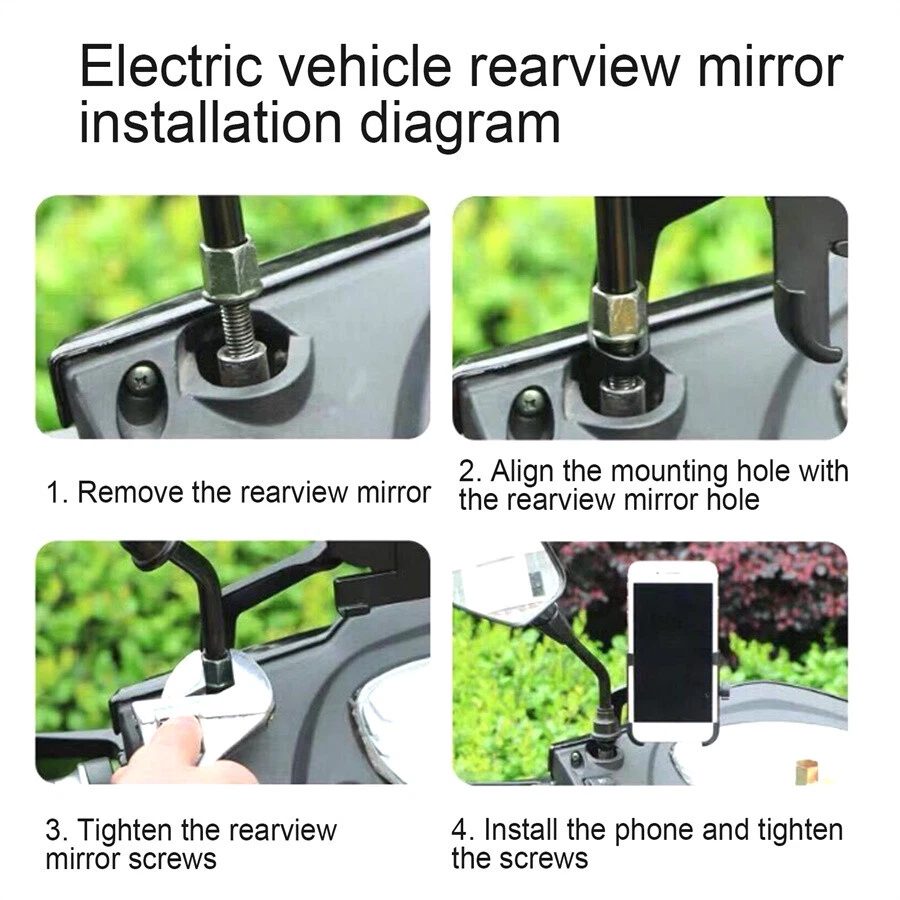 Motorrad Halterung Fahrrad Handy Rückspiegel Halter Smartphone E-Bike Roller - Bild 4 von 4