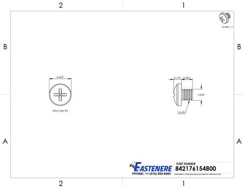 Viti macchina testa padella 1/4-20 x 1/4" Phillips drive acciaio inox quantità 10 - Foto 2 di 3