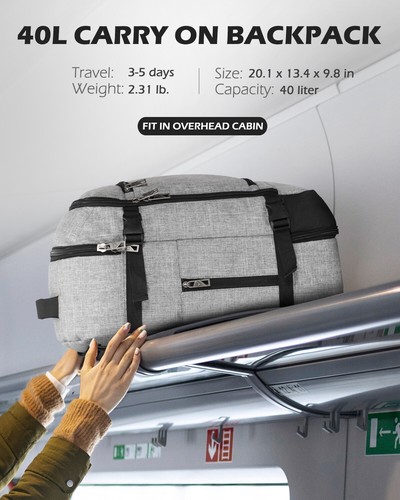 "Mochila de viaje 40L para hombre y mujer maleta aprobada en vuelo 20""" - Imagen 32 de 41