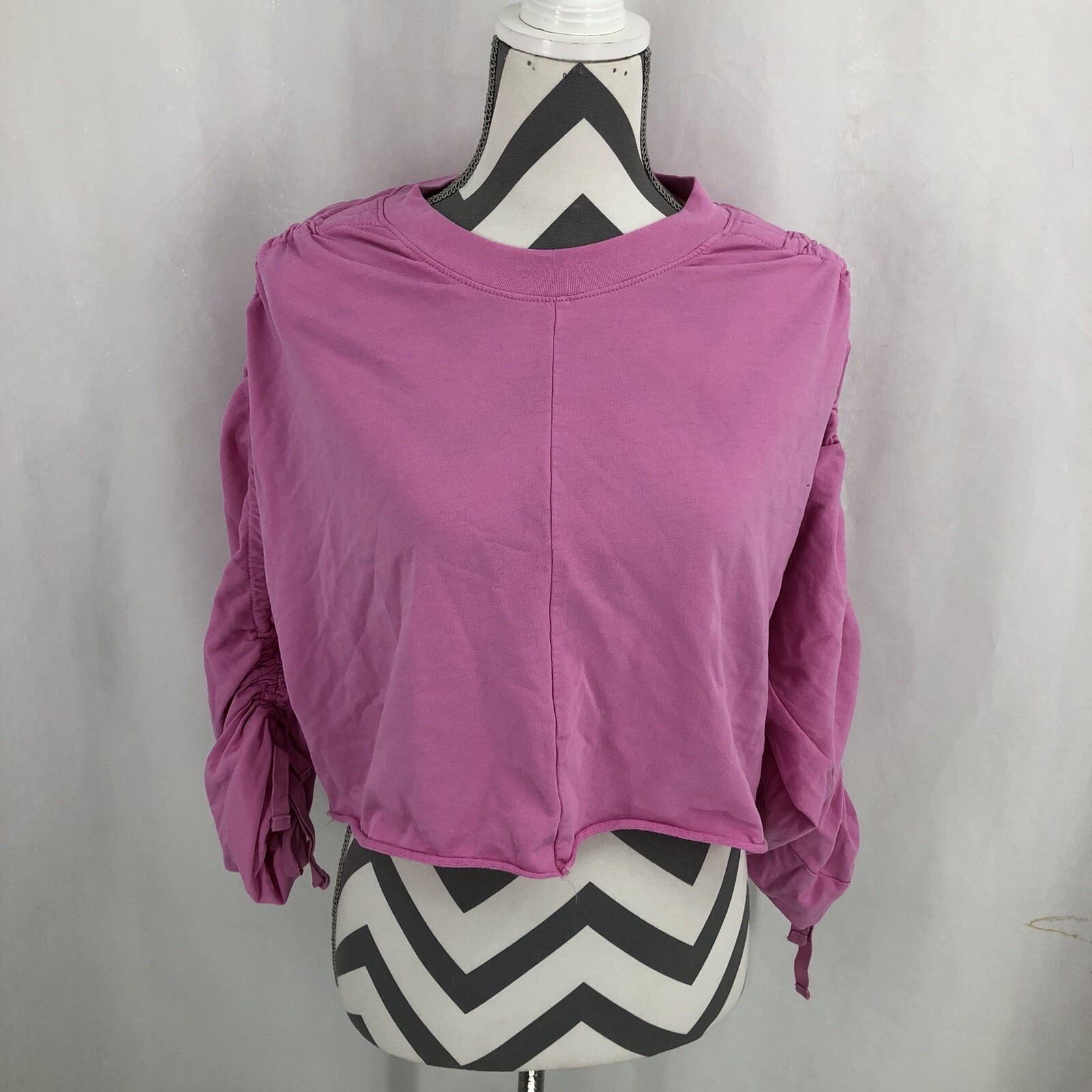 Open Edit Cropped Drawstring Ruched Long Sleeve S… - image 1