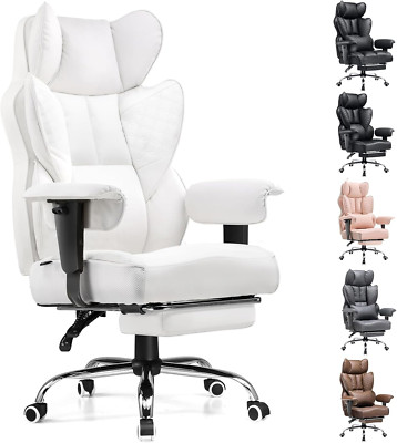 Ergonomic Big & Tall Office Chair 400LBS with Foot Rest & Reclining Armrests