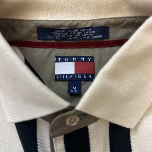 Camisa Polo Tommy Hilfiger Vintage Años 90 Vertical Rayas Cresta de León Multicolor M - Imagen 8 de 10
