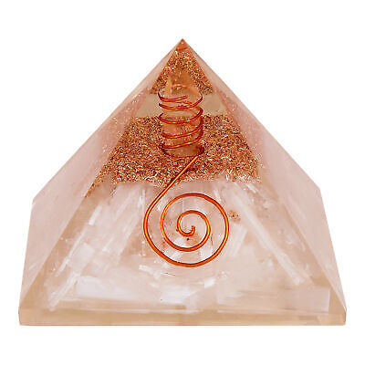 Natural Crystal Selenite & Peridot Orgone Pyramid for EMF Protection & Healing Meditation Orgonite Pyramids 