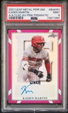 2021 Perfect Game AUTO Pink Prismatic 16/20 KADEN MARTIN Miami Hurricanes PSA 9