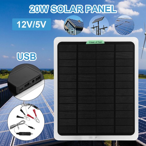 20W Solar Panel 12V Trickle Charge Battery Charger For Maintainer Marine RV Car - Picture 2 of 12