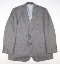 Vintage Bert Pulitzer Blazer Men's 46 Lambswool Sport Jacket Herringbone Gray