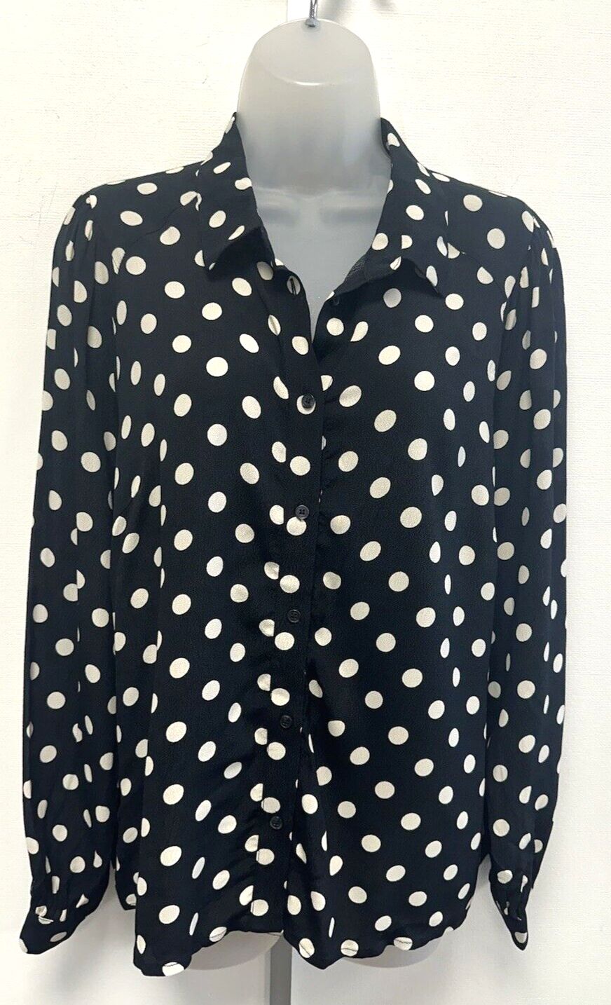 NEW! Noa Noa 40 UK12 Eu40 US8 black/ivory Dotted Moss long-sleeved blouse