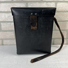 Vintage Satchel Case Camera Binoculars Postman Bag Leather Straps Black READ
