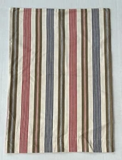 Traditions by Pamela Kline Standard Pillow Sham Red Blue Stripes On Ivory Cotton