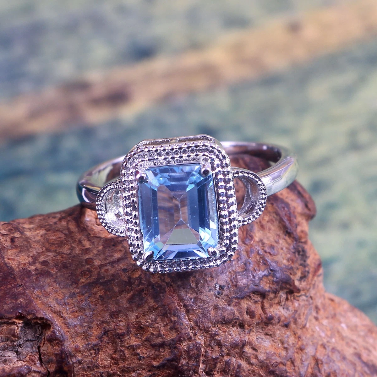 Sky Blue Topaz Ring Simple Stacking Handmade 925 Sterling Silver