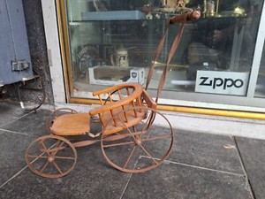 Vintage Doll METAL AND WOOD Carriage Stroller