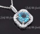 14k  White Gold  Natural Blue Zircon Diamond Pendant 5.81 ct  Baguette diamond — photo 2