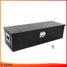 39"X13"X10" PICKUP TRUCK TRUNK BED TOOL BOX TRAILER STORAGE+LOCK ALUMINUM BLACK