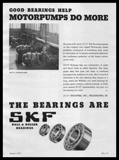 1939 SKF Industries Roller Bearings Ingersoll Rand Motorpumps Vintage Print Ad