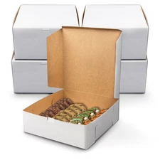 MT Products Plain Cookie Boxes 12" x 12" x 5" - White Bakery Boxes - Pack of 15