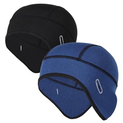  2 Pieces Winter Skull Cap, Fleece Lined Warm Cycling Cap with Glasses Holes 