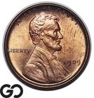 1909 VDB Lincoln Cent Wheat Penny, First Year Issue, Solid Gem BU Red