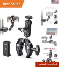 Adjustable Aluminum Super Clamp Mount with Double Ball Head for Cameras Phones