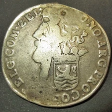 1704 US. DUTCH COLONIAL SILVER LEG DOLLAR! Silver Dukaat Zeeland mint