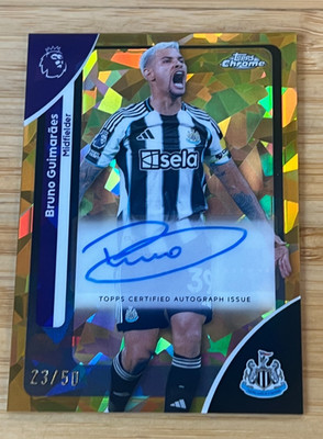 2025-26 Topps Chrome Sapphire Premier League Bruno Guimaraes Gold Auto #23/50