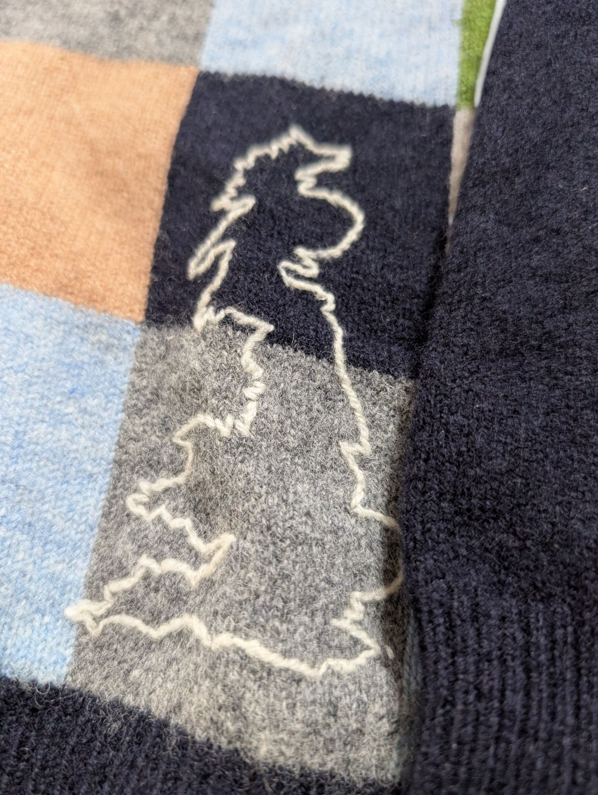 Hackett Sweater M Navy Blue Patchwork Lambswool - image 4