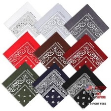 100 Cotton Bandanas, 22 x 22 Inches, Multi-Purpose Hair Wraps, Neutral Colors