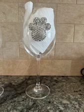 The Queens Jewels Long Stemmed Glass Paw Print