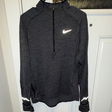 Nike Dri-FIT Black 1/4 Zip Mock Neck Pullover Athletic Reflective M