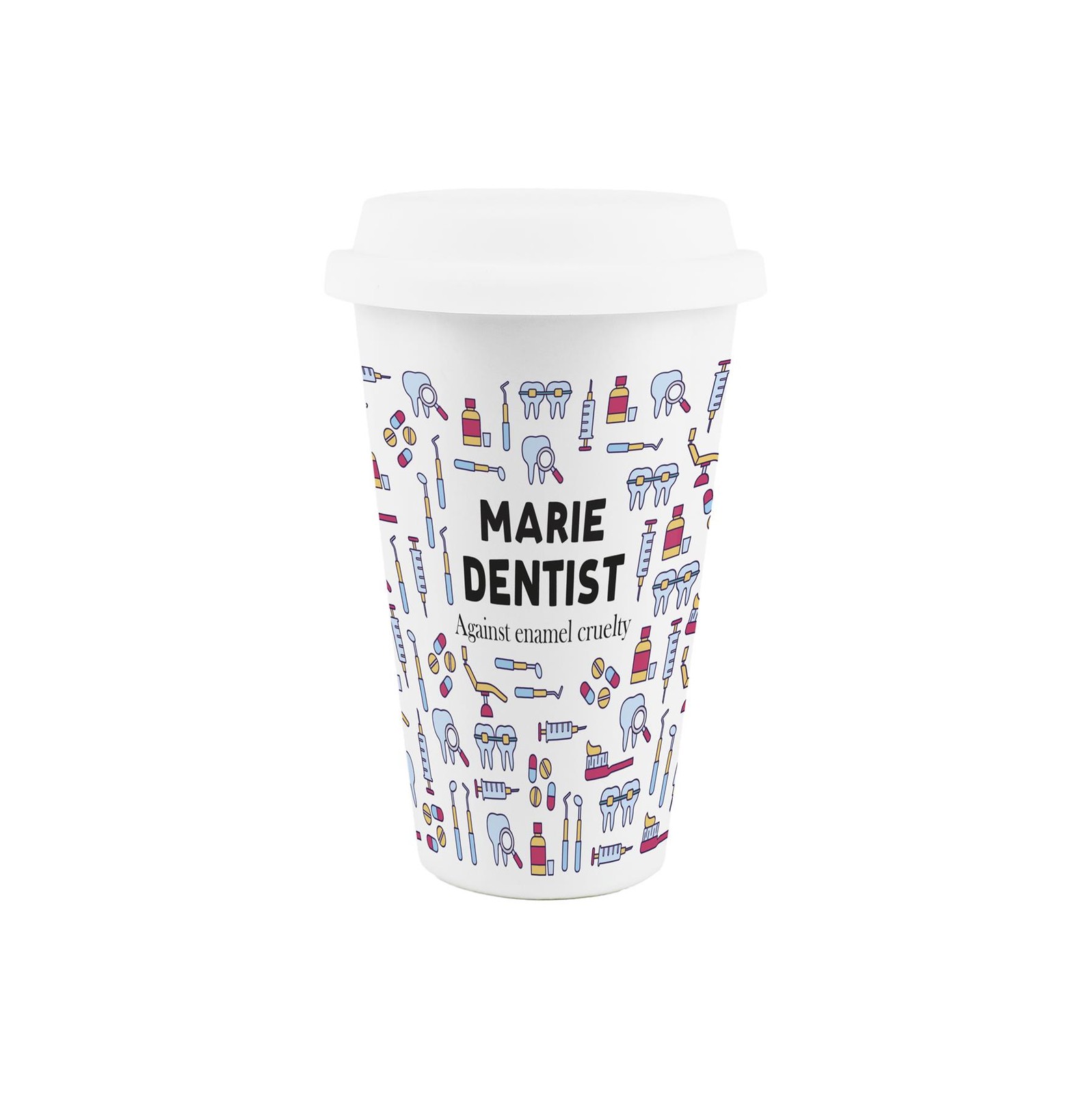 Custom Dentist Ceramic Travel Mug - Personalised Novelty Healthcare Gifts