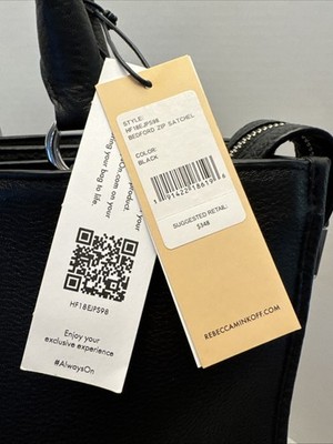 Rebecca Minkoff Black Bedford Zip Satchel Purse | eBay