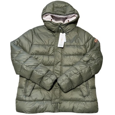 Save the Duck Womens Animal Free Sherpa Lined Puffer Jacket Green XL NWT FLAW
