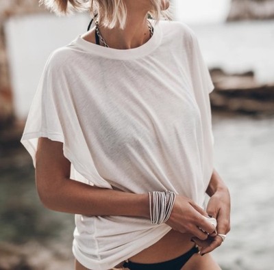 Mikuta Batwing Thin White Tee Shirt XS White Relaxed