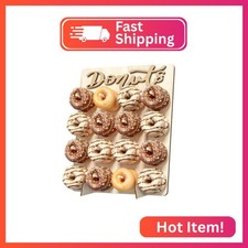 CORTNK Donut Wall Display Stand, Wooden Doughnut Holder Display 16 Donuts, Donut