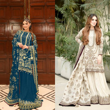 Premium GEORGETTE GOWN Pakistani Style Anarkali Suit Heavy Embroidery Party Wear