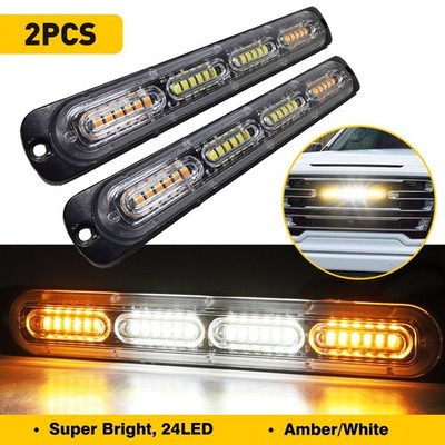 2x 18 Flashing Strobe LED Marker Amber/White Light Flashing Light Bar Car 12/24V