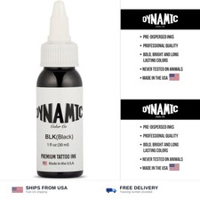 Dynamic Color Black Tattoo Ink, Made in USA Since 1990, 1 oz