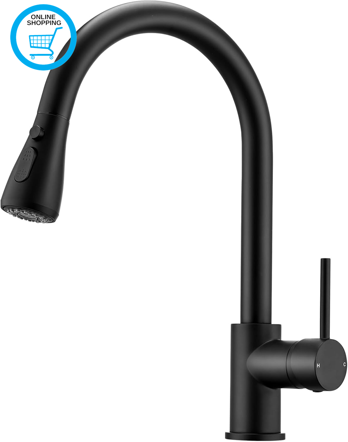 Black Kitchen Tap with Pull Out Spray, Kitchen Sink Mixer Tap with 3 Mode Spray