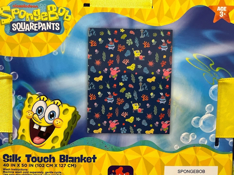 SpongeBob SquarePants Silk Touch Blanket Travel Throw 40”X 50” Party Down NEW - Image 3 of 4