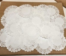 100 paper lace doilies white 5" Brooklace vintage paper art supplies