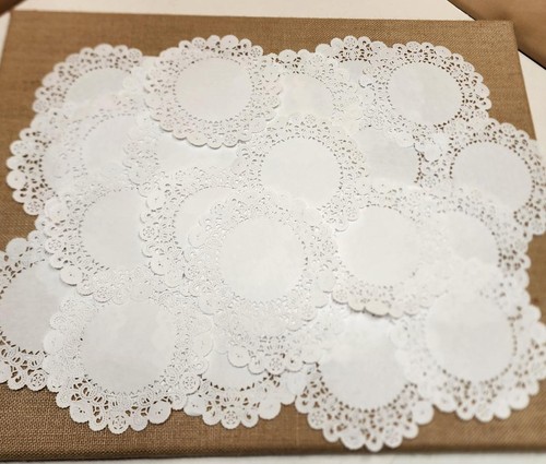 100 paper lace doilies white 5" Brooklace vintage paper art supplies