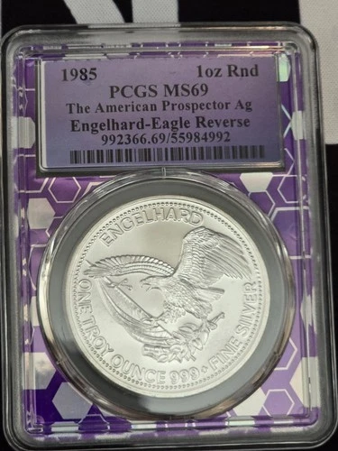 1985 Engelhard American Prospector 1oz Silver PCGS MS69 Eagle Reverse Vintage
