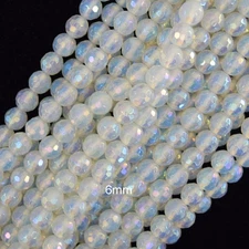 Mystic Titanium Faceted Opalite Quartz Round Beads 15" Strand 6mm 8mm 10mm