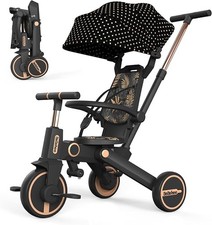 Infant Tricycle Stroller 7 in 1 Push Handle Gold