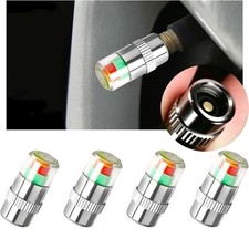 4 Pack Tire Pressure Valve Stem Caps 3 Color Psi Alert Indicator Universal Fit