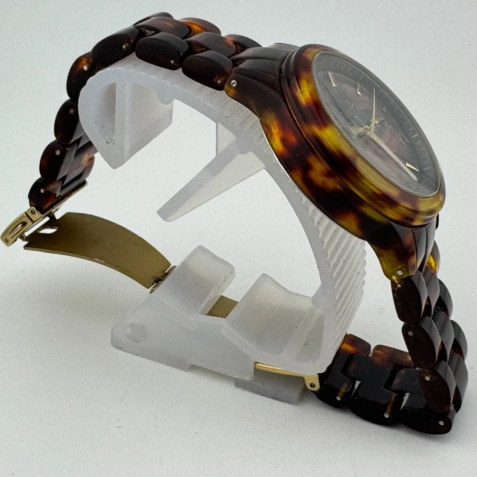 Guess Quartz Watch Women Tiger-Eye-Tone Plastic Day Date Analog New Batter 6.25" - Image 3 of 4